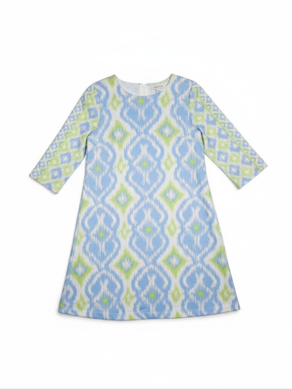 Gretchen Scott S Blue Green Preppy A Line Dress 3/4 Sleeve Coastal Casual